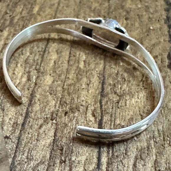 Handmade Navajo Sterling Silver &‎ Turquoise Baby Cluster Cuff Bracelet - Picture 5 of 8